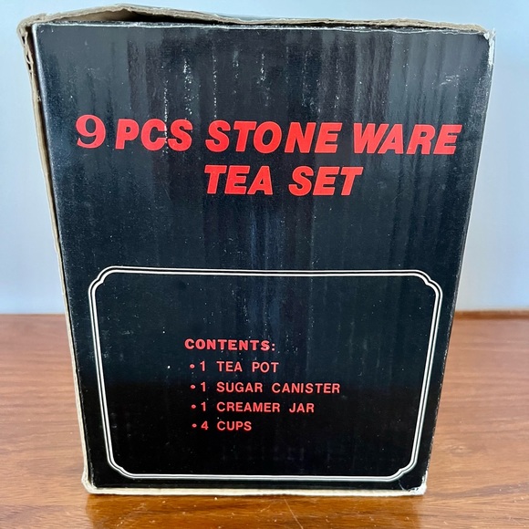 Complete Set with Original Box- 9 Pcs Vintage Wheat Maple Leaf Stoneware Tea Set - Picture 3 of 10